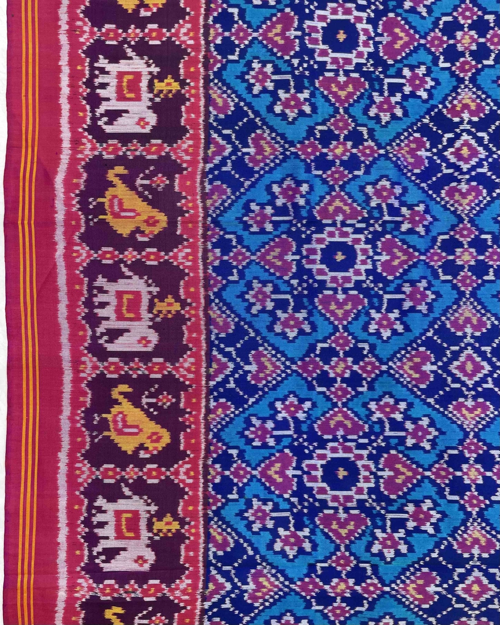 Pink & Turquoise Navratan Designer Patola Saree - SindhoiPatolaArt