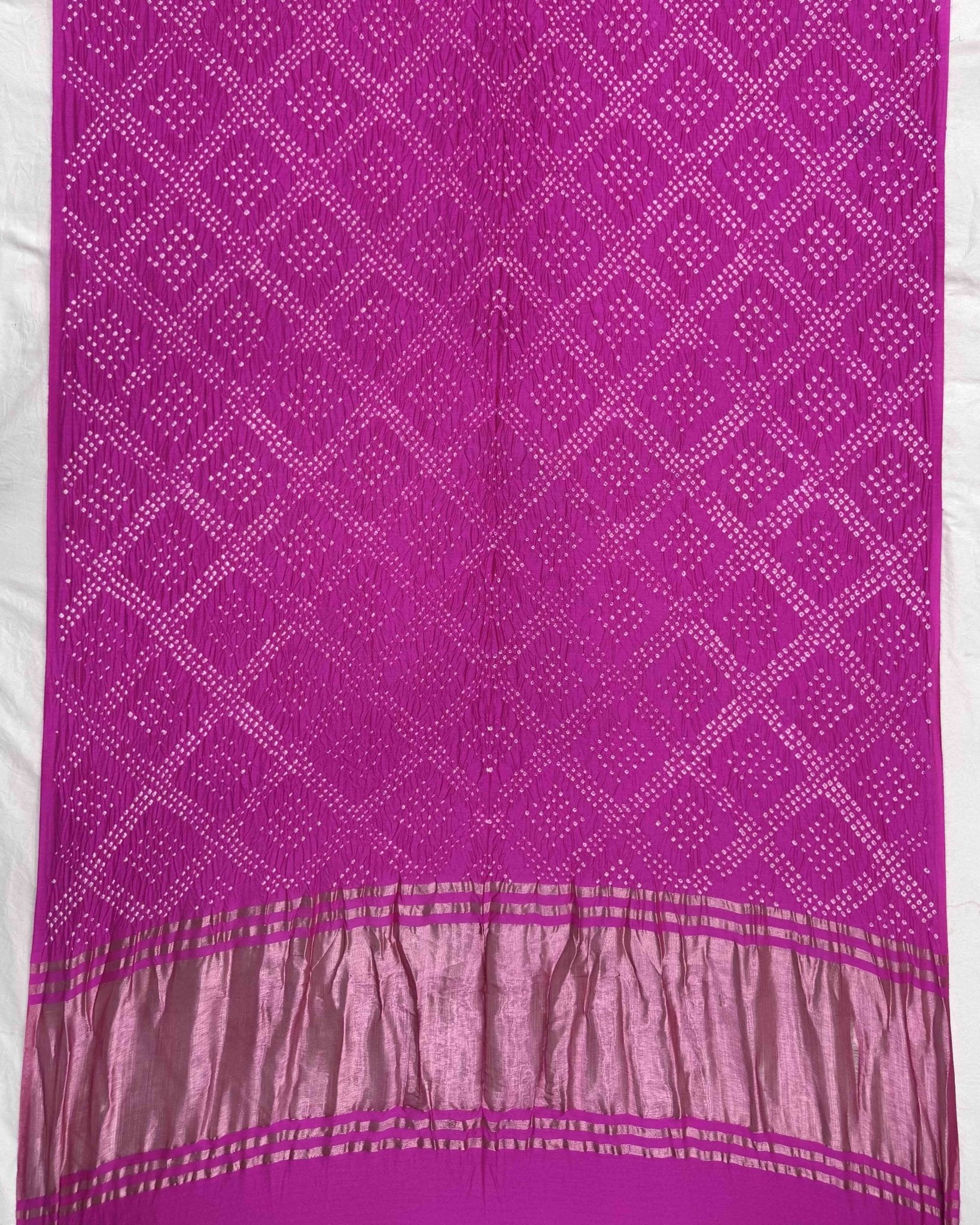 Pink Tussar Bandhani Saree - SindhoiPatolaArt