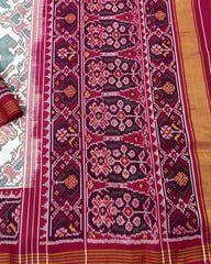 Pink & White Big Figure Narikunj Designer Patola Saree - SindhoiPatolaArt