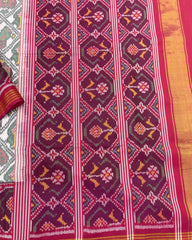 Pink & White Narikunj Designer Patola Saree - SindhoiPatolaArt