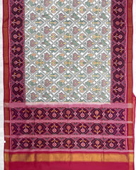 Pink & White Narikunj Designer Patola Saree - SindhoiPatolaArt