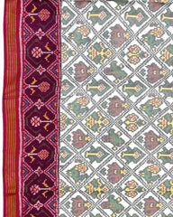 Pink & White Narikunj Designer Patola Saree - SindhoiPatolaArt