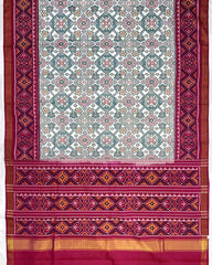 Pink & White Navratan Designer Patola Saree - SindhoiPatolaArt