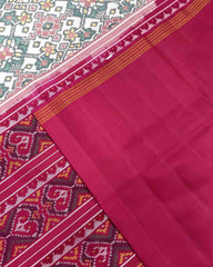 Pink & White Navratan Designer Patola Saree - SindhoiPatolaArt