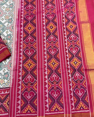 Pink & White Navratan Designer Patola Saree - SindhoiPatolaArt