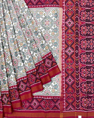 Pink & White Navratan Patola Saree - SindhoiPatolaArt