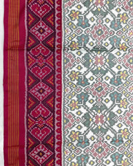 Pink & White Navratan Patola Saree - SindhoiPatolaArt