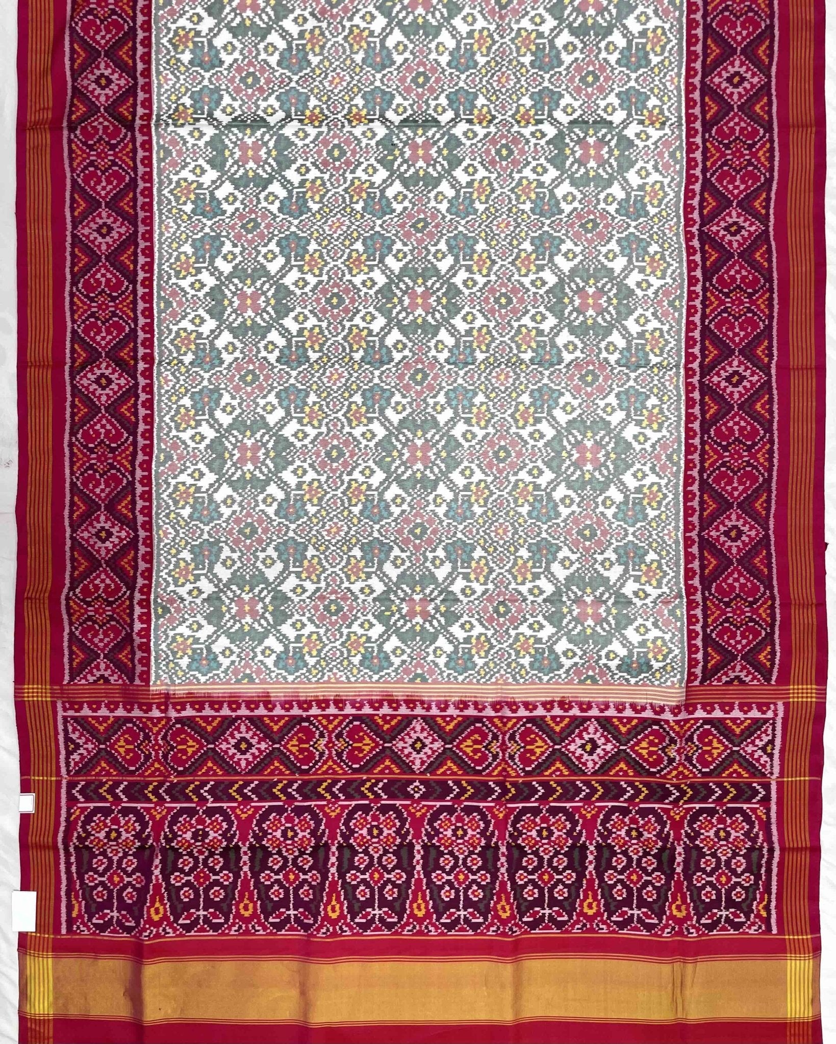 Pink & White Navratan Patola Saree - SindhoiPatolaArt