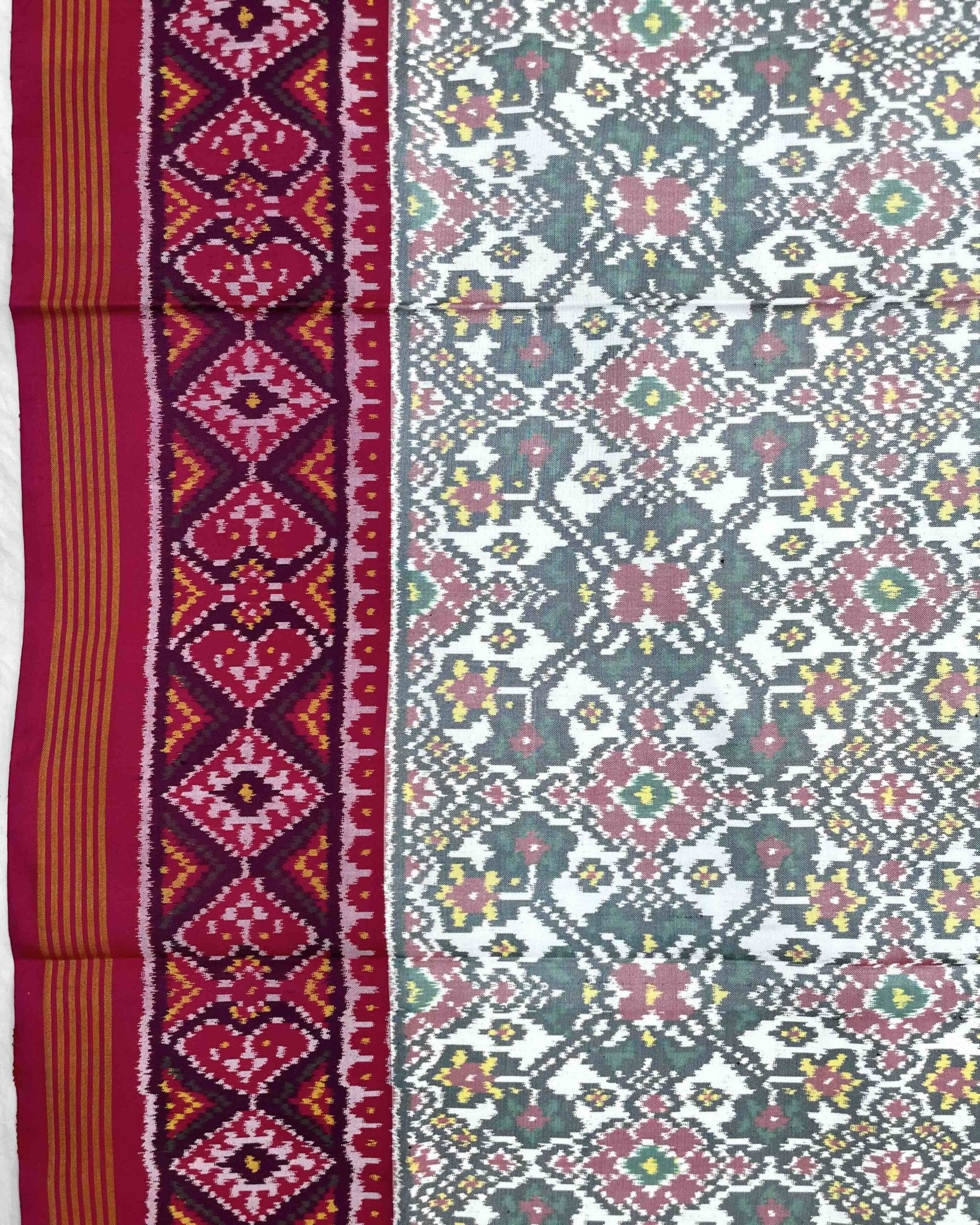 Pink & White Navratan Patola Saree - SindhoiPatolaArt