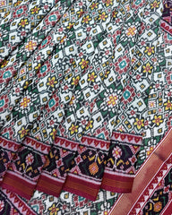 Pink & White Navratan Twill Patola Saree - SindhoiPatolaArt