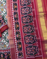 Pink & White Navratan Twill Patola Saree - SindhoiPatolaArt
