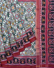 Pink & White Navratan Twill Patola Saree - SindhoiPatolaArt