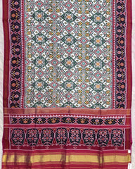 Pink & White Navratan Twill Patola Saree - SindhoiPatolaArt