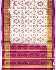 Pink & White New Chhabdi Design Patola Saree - SindhoiPatolaArt