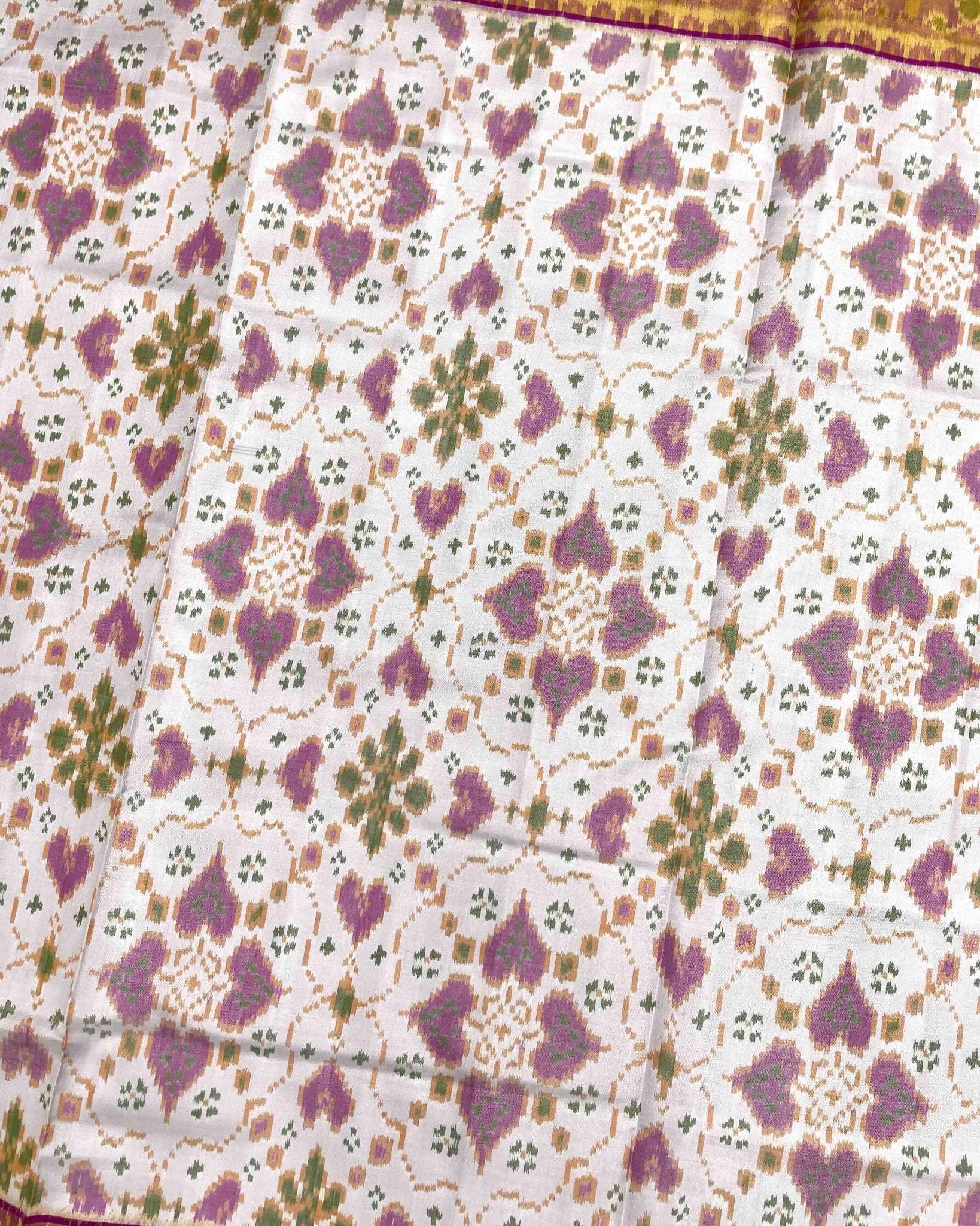 Pink & White New Chhabdi Design Patola Saree - SindhoiPatolaArt