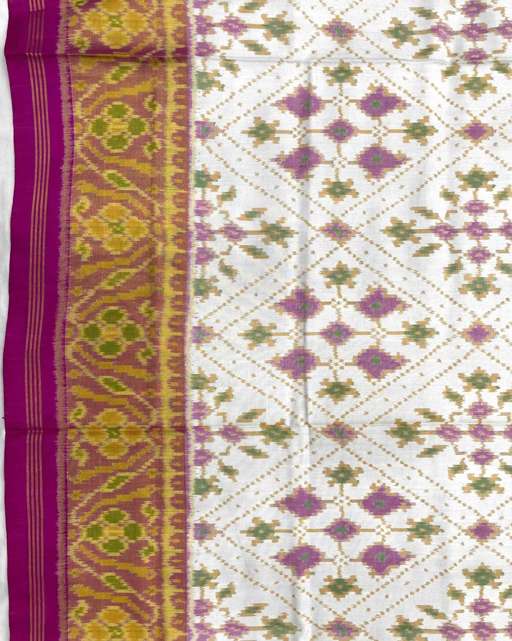 Pink & White New Fancy Design Patola Saree - SindhoiPatolaArt