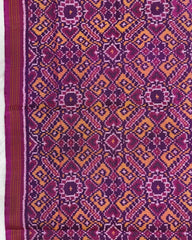 Pink & Yellow Manekchowk Semi Double Ikat Patola Dupatta - SindhoiPatolaArt