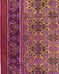 Pink & Yellow Navratan Patola Saree - SindhoiPatolaArt