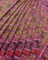 Pink & Yellow Navratan Patola Saree - SindhoiPatolaArt
