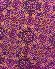 Pink & Yellow Navratan Semi Double Ikat Patola Saree - SindhoiPatolaArt