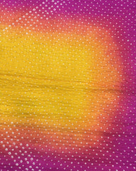 Pink & Yellow Shaded Habotai Bandhani Saree - SindhoiPatolaArt