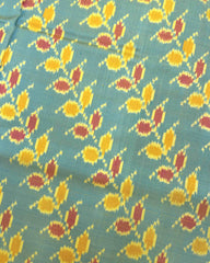 Pink & Yellowish Sky Blue Leaves Leheriya Patola Saree - SindhoiPatolaArt
