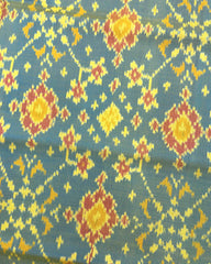 Pink & Yellowish Sky Blue Navratan Patola Saree - SindhoiPatolaArt