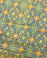 Pink & Yellowish Sky Blue Navratan Patola Saree - SindhoiPatolaArt
