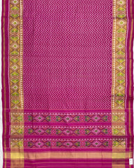 Pink Zig Zag Lining Patola Saree - SindhoiPatolaArt