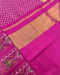 Pink Zig Zag Lining Patola Saree - SindhoiPatolaArt