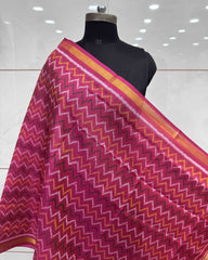 Pink Zig Zag Patola Dupatta - SindhoiPatolaArt