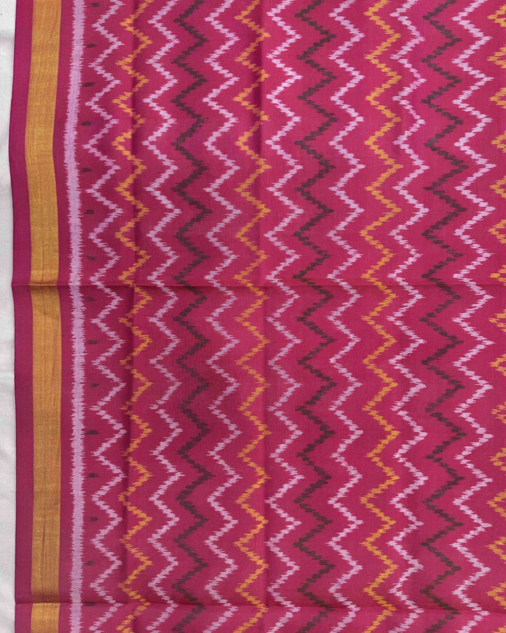 Pink Zig Zag Patola Dupatta - SindhoiPatolaArt