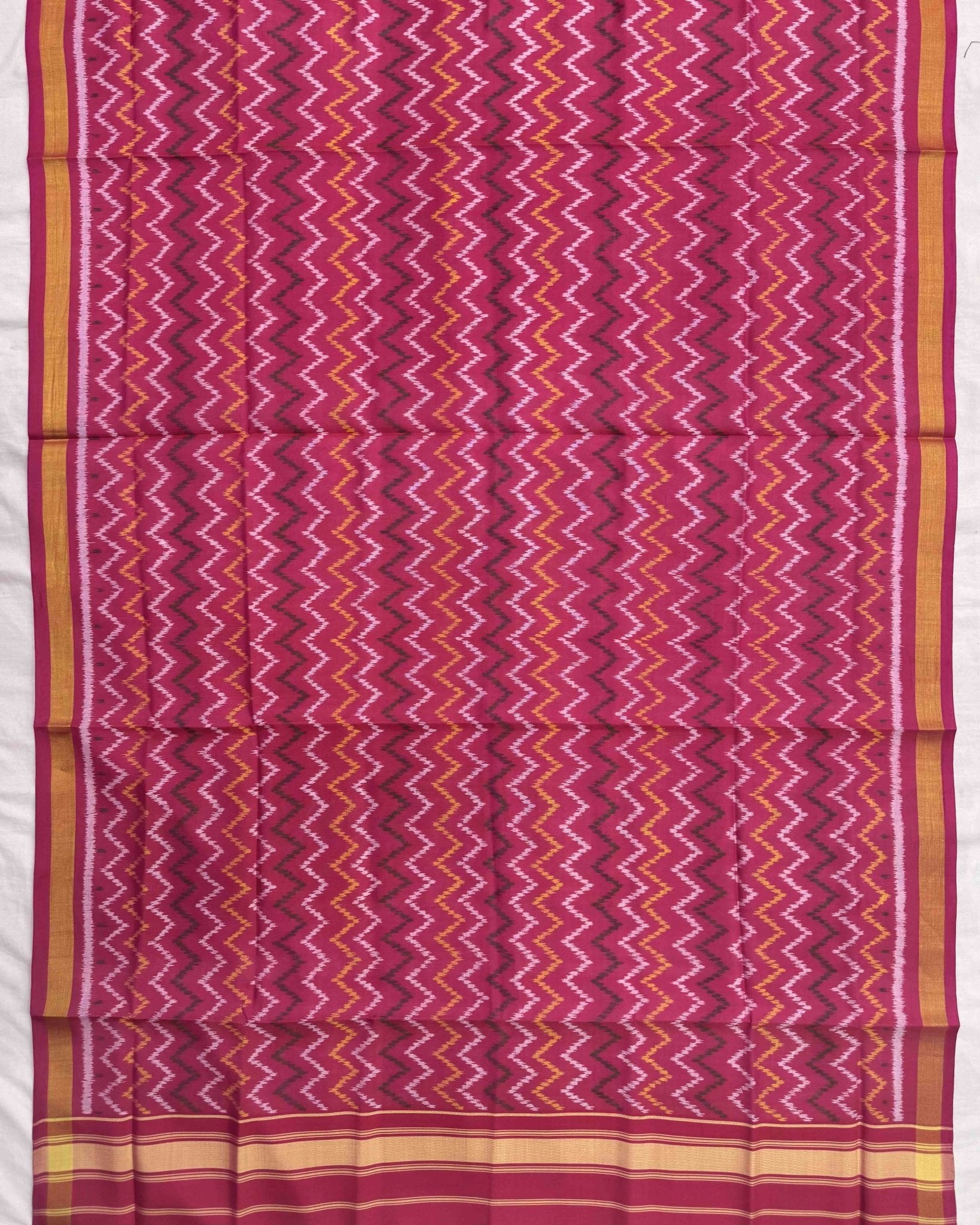 Pink Zig Zag Patola Dupatta - SindhoiPatolaArt