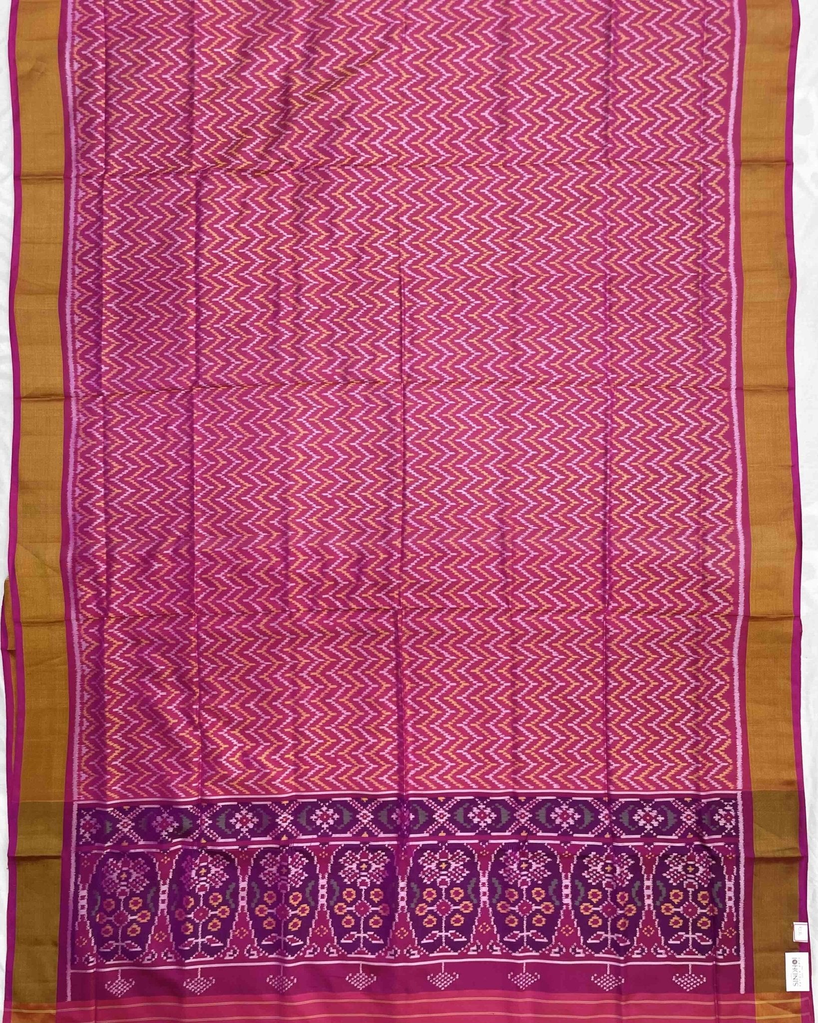 Pink Zig Zag Patola Saree - SindhoiPatolaArt
