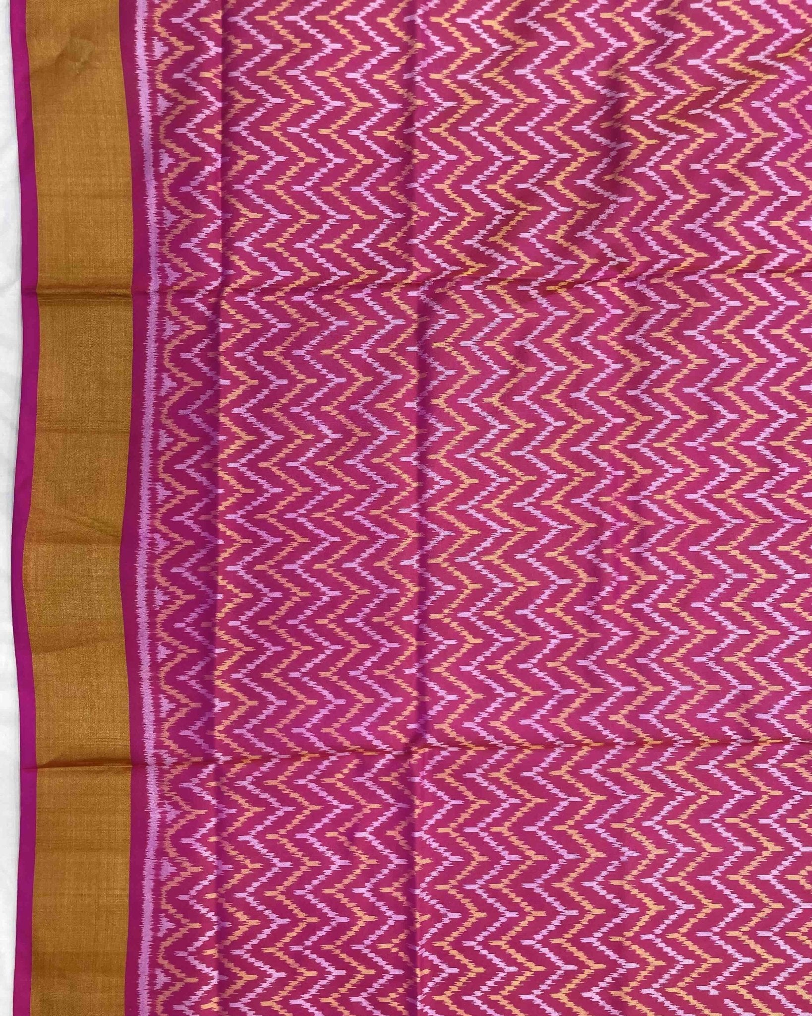 Pink Zig Zag Patola Saree - SindhoiPatolaArt