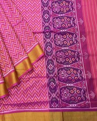 Pink Zig Zag Patola Saree - SindhoiPatolaArt