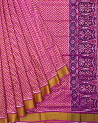 Pink Zig Zag Patola Saree - SindhoiPatolaArt