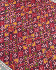 Pinkish Red & White Manekchowk Designer Patola Saree - SindhoiPatolaArt