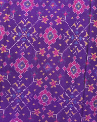 Pruple Navratan Semi Double Ikat Patola Saree - SindhoiPatolaArt