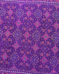 Pruple Navratan Semi Double Ikat Patola Saree - SindhoiPatolaArt