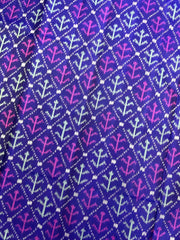 Purple & Blue Fancy Leaves Patola Saree - SindhoiPatolaArt