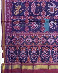 Purple & Blue Narikunj Patola Dupatta - SindhoiPatolaArt