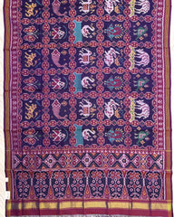 Purple & Blue Narikunj Patola Dupatta - SindhoiPatolaArt