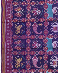 Purple & Blue Narikunj Patola Dupatta - SindhoiPatolaArt