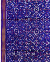Purple & Blue Navratan Semi Double Ikat Patola Dupatta - SindhoiPatolaArt