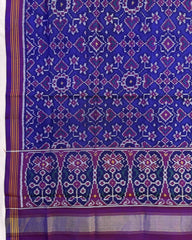 Purple & Blue Navratan Semi Double Ikat Patola Dupatta - SindhoiPatolaArt