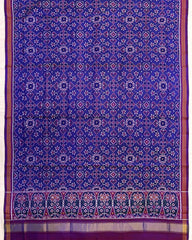 Purple & Blue Navratan Semi Double Ikat Patola Dupatta - SindhoiPatolaArt