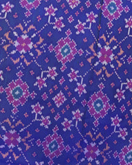 Purple & Blue Navratan Semi Double Ikat Patola Saree - SindhoiPatolaArt