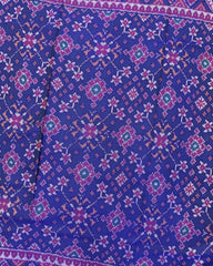 Purple & Blue Navratan Semi Double Ikat Patola Saree - SindhoiPatolaArt
