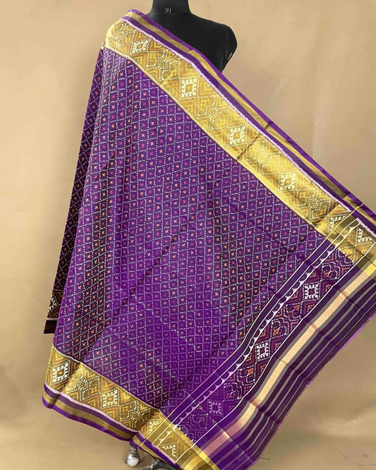 Purple Booty Designer Patola Dupatta - SindhoiPatolaArt
